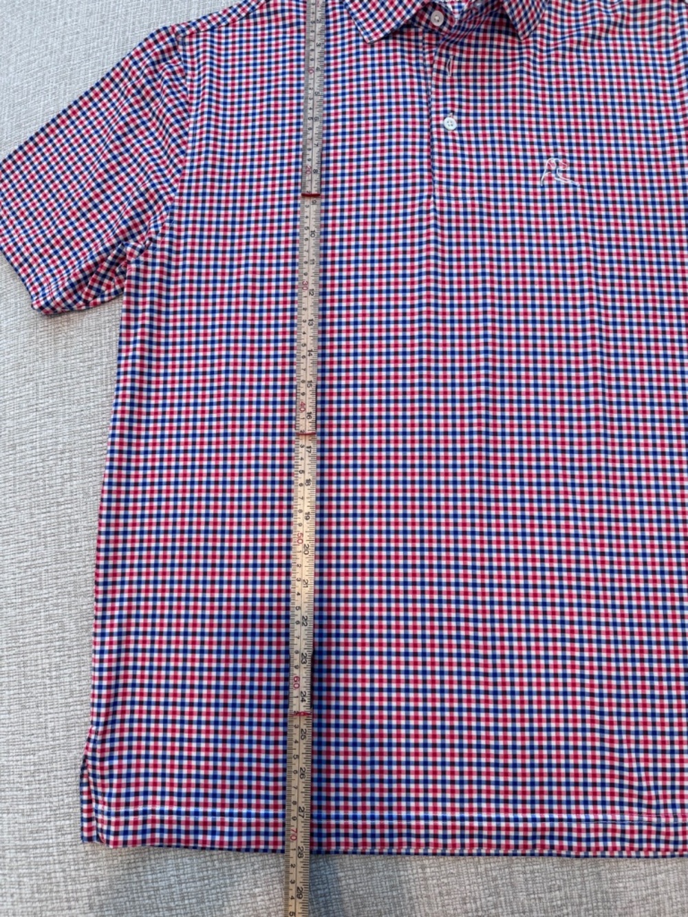 RHOBACK  Mens Patriot Performace Golf Polo American Flag Gingham Plaid M - Picture 5 of 11
